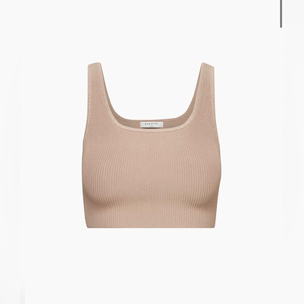 Babaton Sculpt Knit Square Neck Cropped Tank Rose Quartz